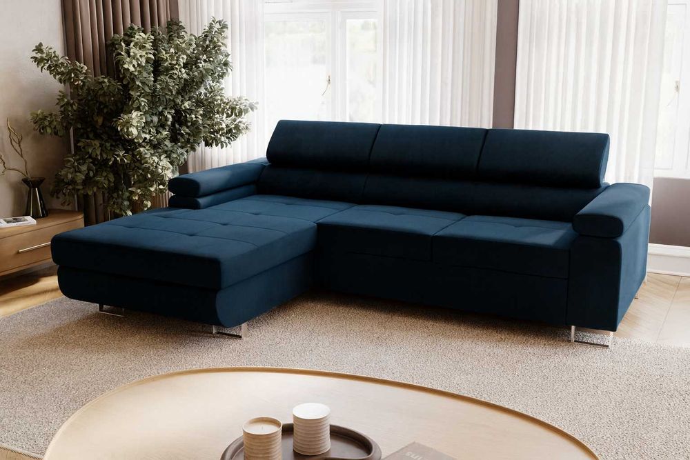 Narożnik LIVIO MINI 230 cm regulowane zagłówki funkcja spania