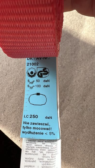 Pas z klamrą zaciskową 250cm