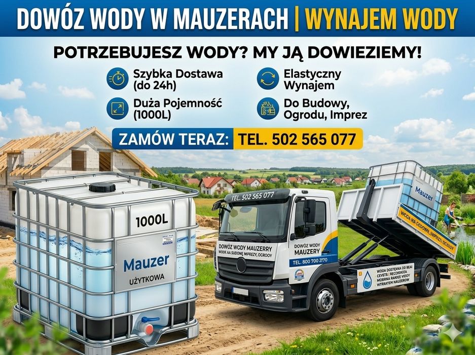 Wynajem Wody w Mauzerach , Dowóz Wody , Dolewanie wody