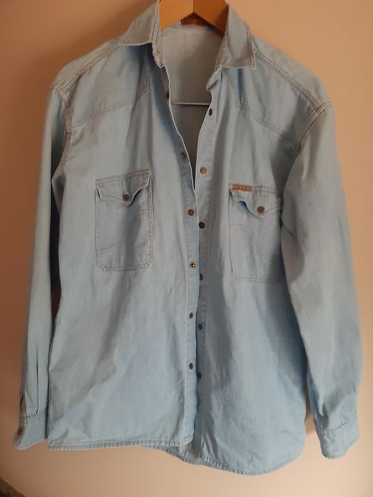 Koszula S Mustang prl vintage stara kolekcja dziadek jeans denim niebi