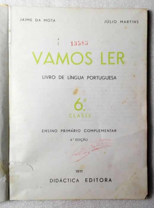 Livro Vamos Ler – Livro de Lingua Portuguesa - 6ª classe