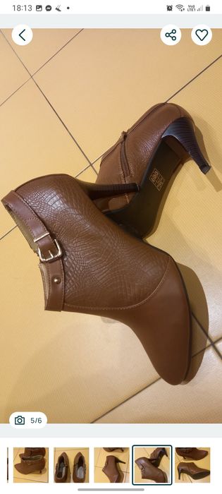 Botki na szpilce brązowe 40 super 26 cm Nowe