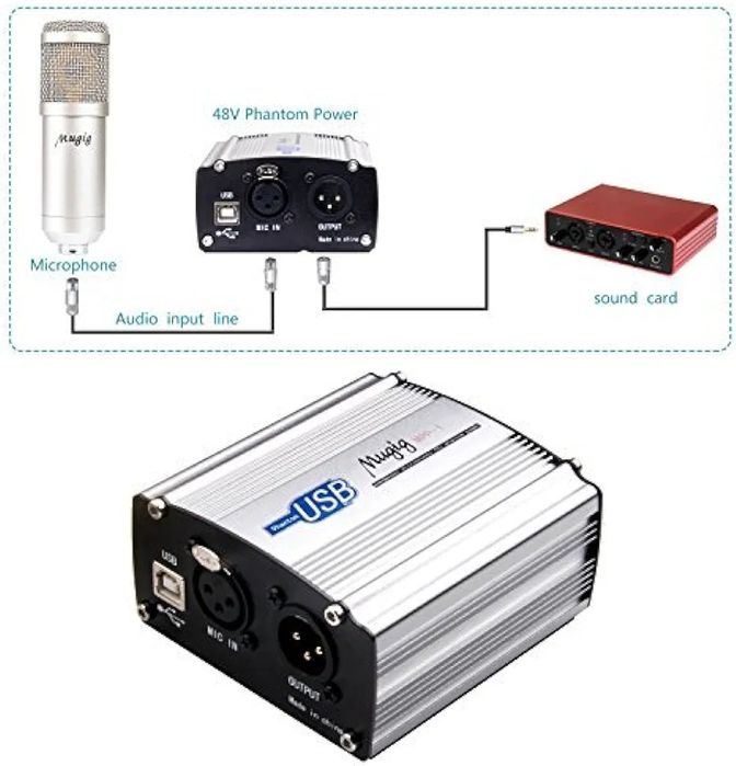 Phantom power zasilacz do mikrofonów 48v