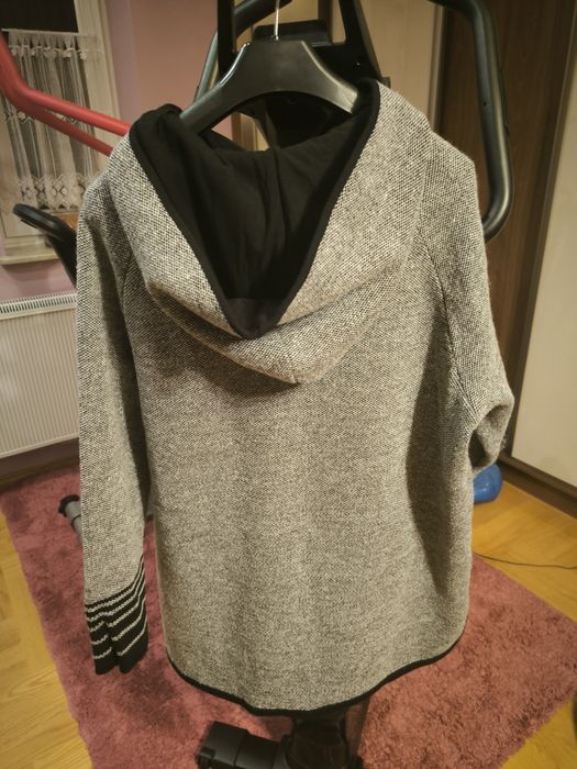 Szary piękny sweter kardigan, polski produkt, Uni