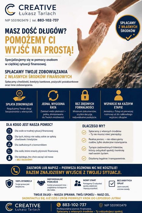 Prywatne Pożyczki do 250 000 tyś z własnych środków finansowych.