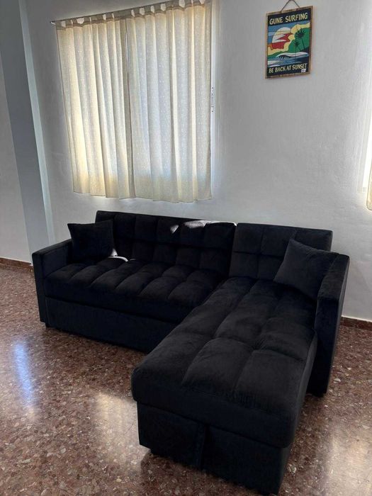 Sofa cama cinza preto Novo levamos a sua casa  Envio gratis