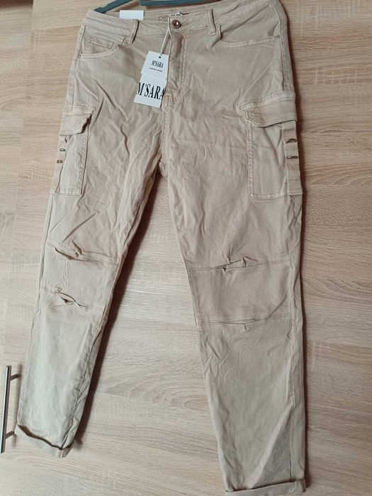 Nowe piękne spodnie bojówki damskie beż