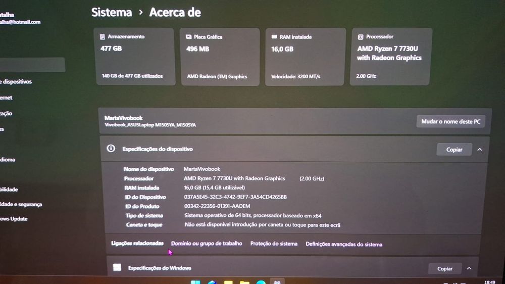 Portátil Asus Vivobook ecrã Oled