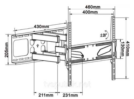 Наклоное крепление для телевизора к стене кронштейн 32-55