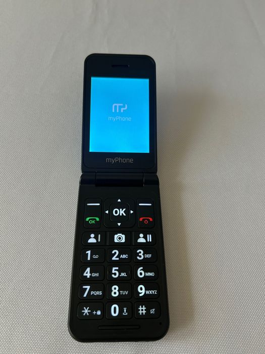 Telefon z klapką myPhone FLIP LTE dla seniora czarny granatowy  komplet
