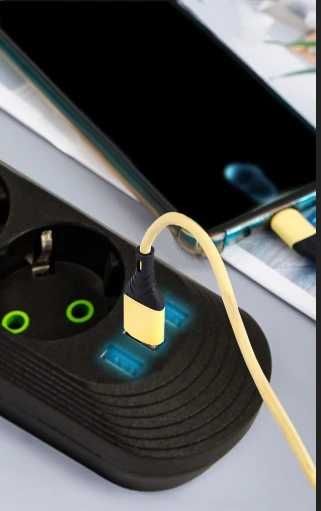 Przedłużacz-3xUSB - 3xGniazda 230v- 2m dł.