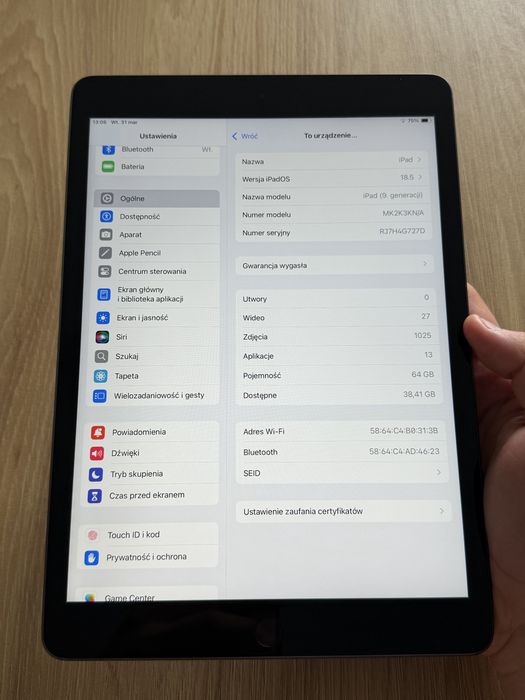 iPad 9Gen 64Gb Czarny Świetny stan