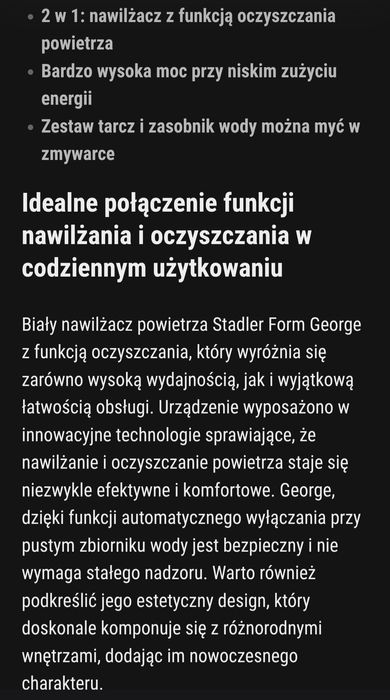 Nawilżacz z funkcją oczyszczania Stadler Form George