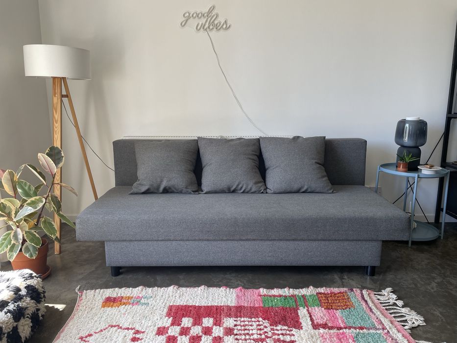 IKEA ALVDALEN sofa kanapa rozkładana wersalka szara z komorą