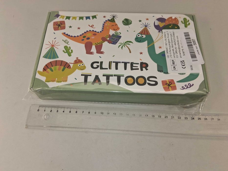 N228 Zestaw Tatuaże Brokatowe Glitter Tattoos Dinozaury Szablony