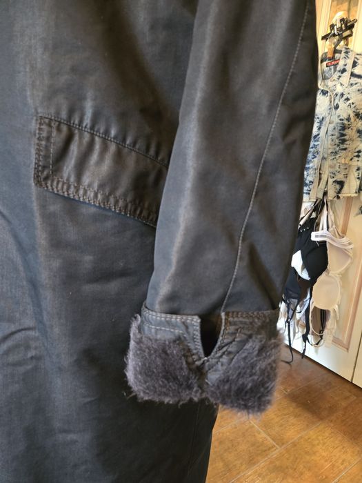 Casaco Vintage longo inverno com pêlo sintético