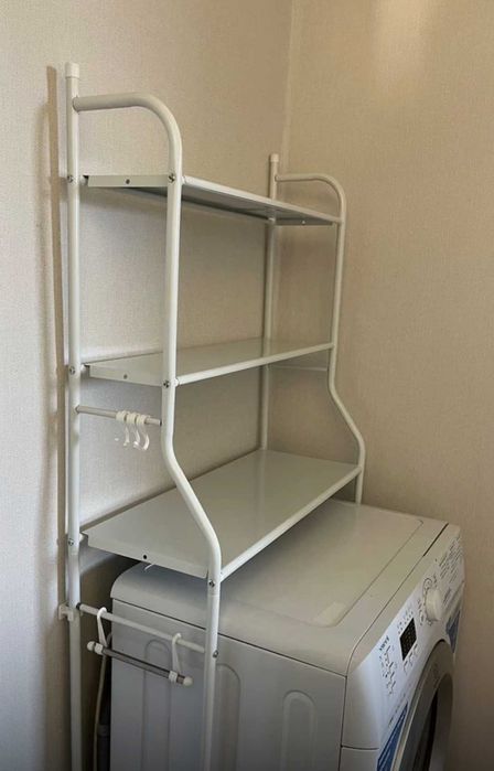 Металлическая этажерка 3 полки над машинкой стеллаж в ванную стойка