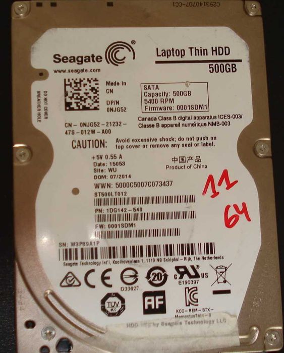 Vendo disco rigido Seagate de 500 G 2,5"