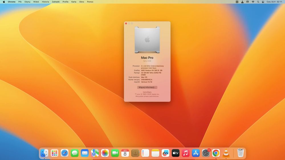 Na sprzedaż Mac Pro, Nowszy system wspierany Mac OS Ventura