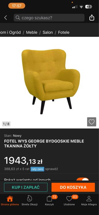 Piekny fotel George Bydgowskie Meble plus gratis siedzisko