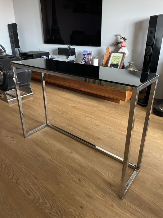 Consola da metal com tampo de vidro