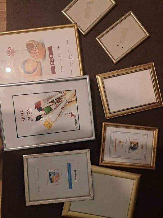 Ramki do zdjęć różne rozmiary 8 szt. złote, srebrne