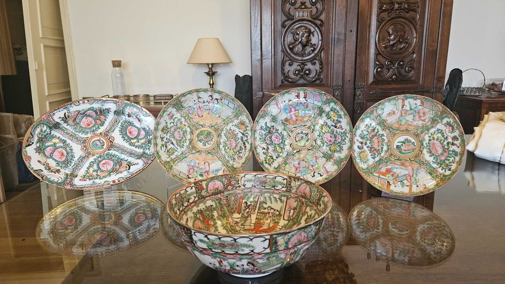 Coleção de porcelana chinesa, decoração mandarim