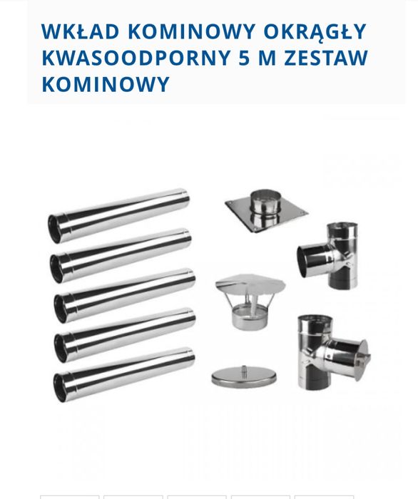 Wkład kominowy kwasoodporny nie używany fi 80 mm