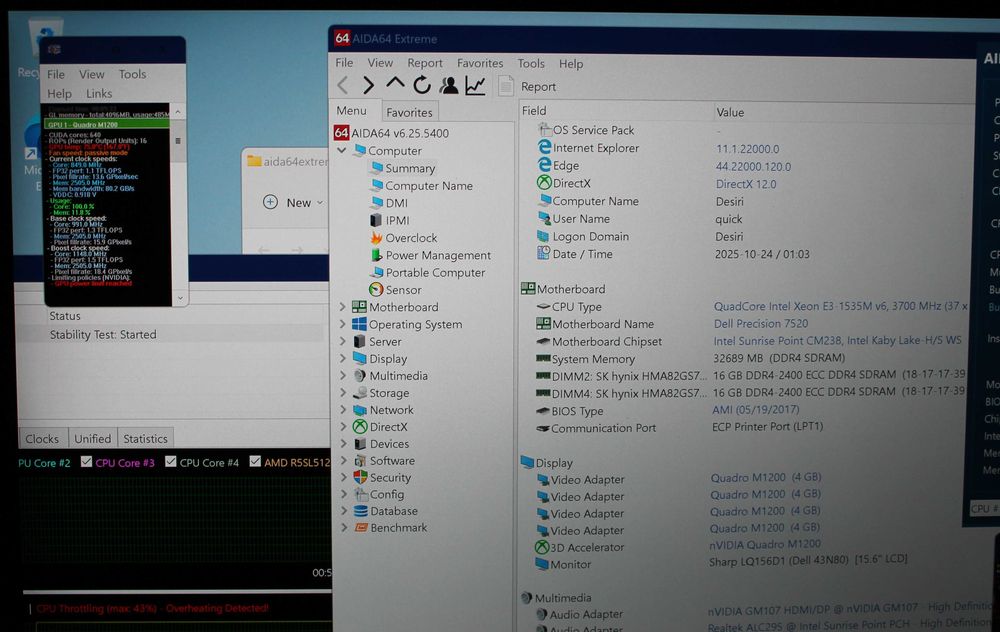Dell Precision 7520 Quadro M1200 Xeon E3-1535M v6 UHD 4K 32GB RAM ECC