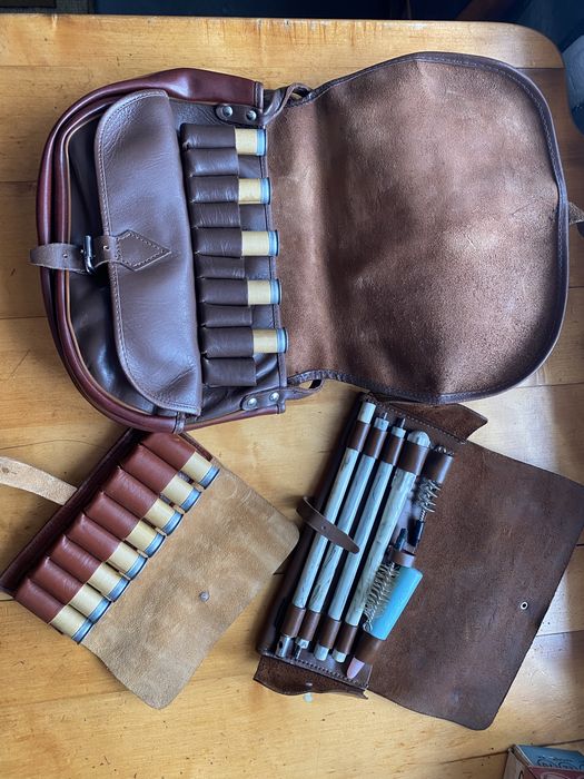 Мисливський набір(Ягдташ, Патронаш, набір для чистки) натуральна шкіра