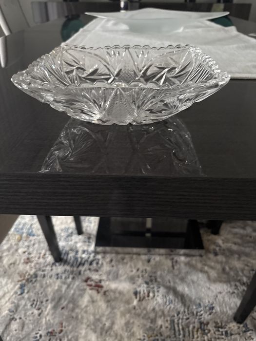 Kryształ szlifowane grube szkło owocarka 21x21 cm