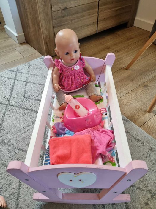 Lalka Baby Born + kołyska drewniana