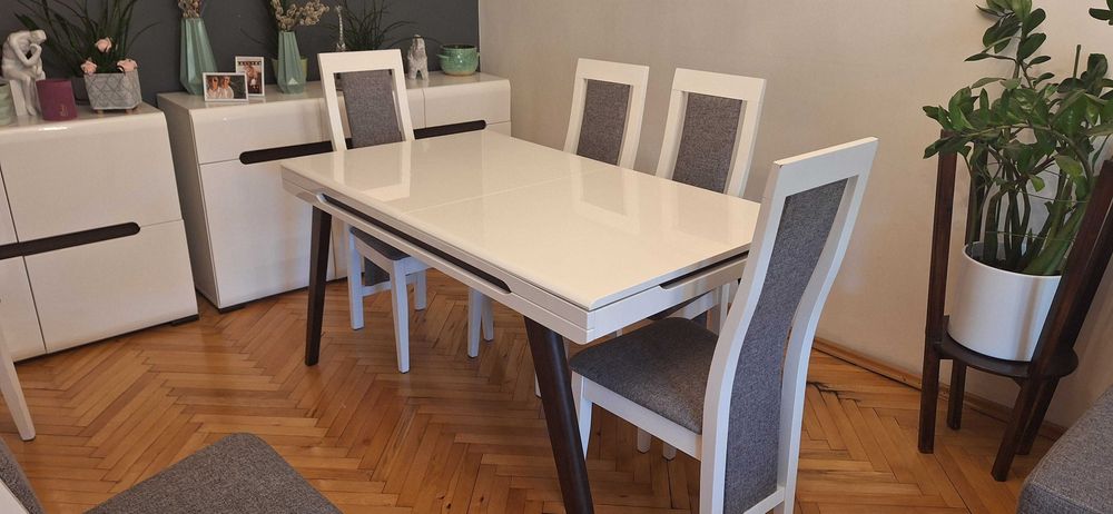 Stół Azteca biały wysoki połysk