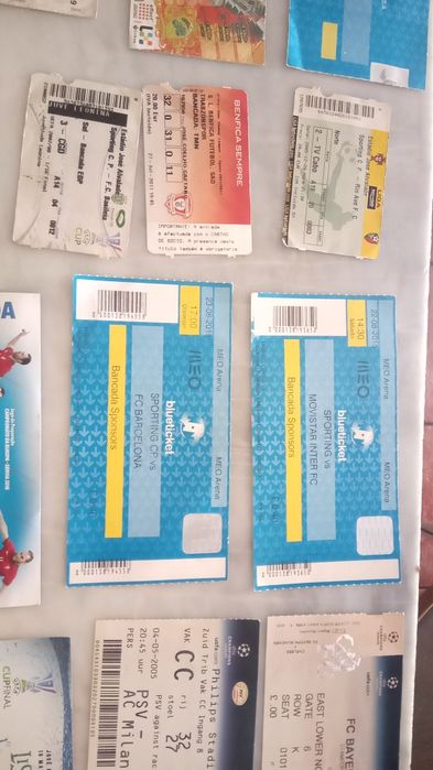 Conjunto de 14 Bilhetes Antigos de Futebol/Futsal/Outros