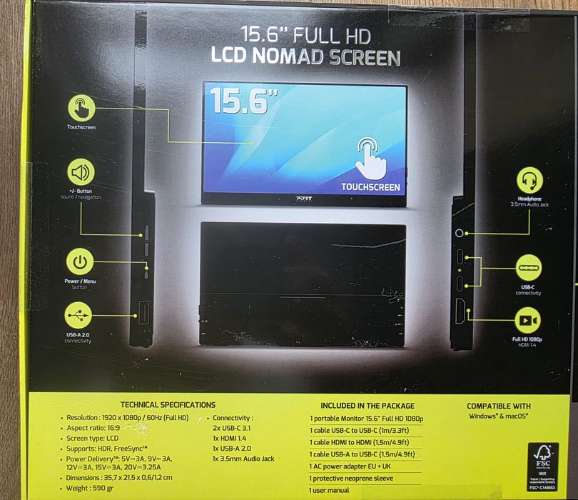 15.6" Ekran Dotykowy Full HD - Port Designs