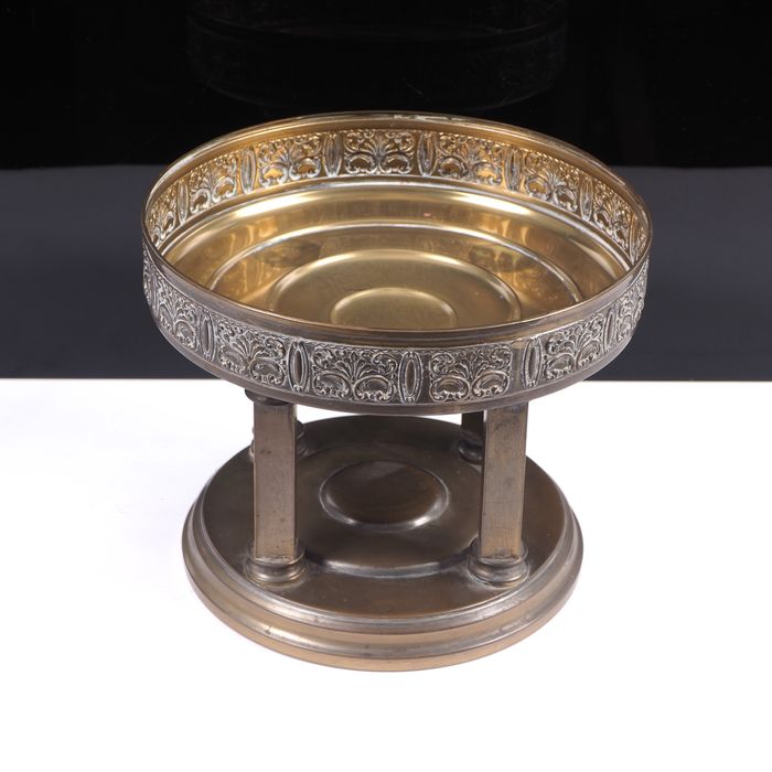 Secesyjna patera mosiadz - szkło pocz. XX w.