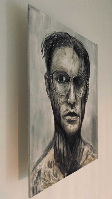 Obraz Portret 60cm x 80cm Mężczyzna w Okularach Akryl
