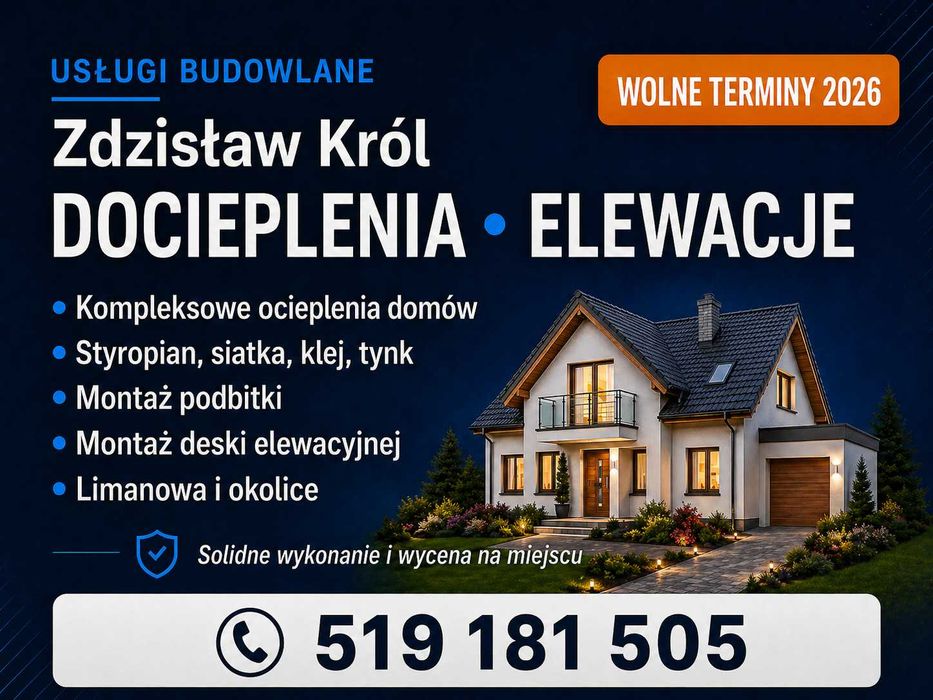 Docieplenia i elewacje - kompleksowo | Limanowa i okolice | 2026