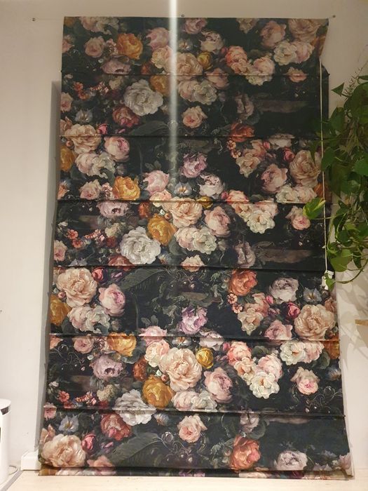 Roleta rzymska róże czarna vintage retro