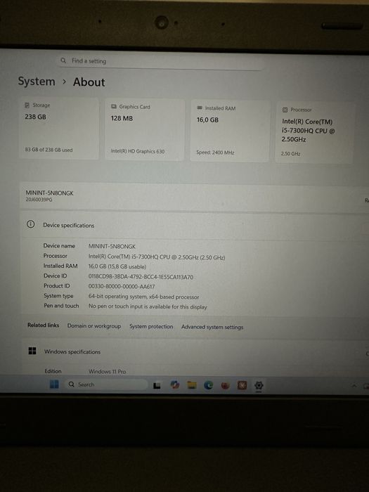 Lenovo T470p | Intel i5-7300HQ | SSD 256Gb | RAM 16Gb