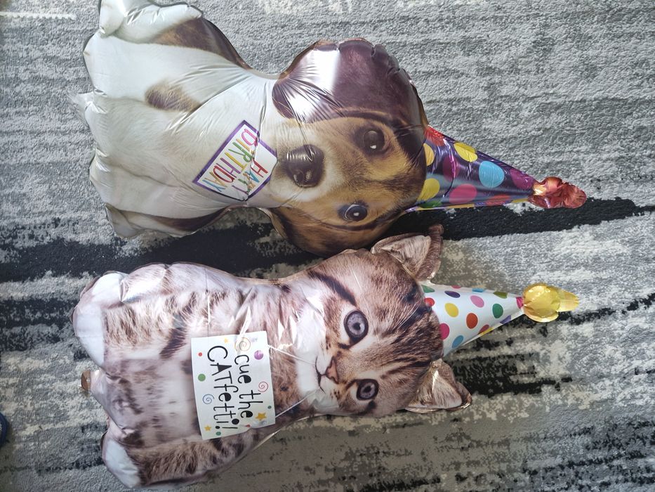 Прикраси для дня народження. Кульки, котики, фольговані цифри 1 та 0