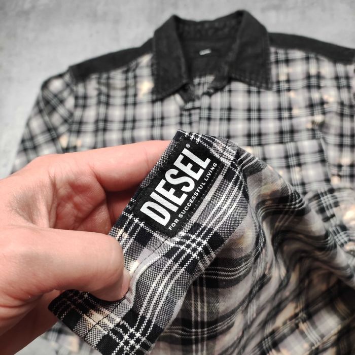 MĘSKA PREMIUM Koszula Designer Kratka Haft Logo Diesel Industry Jeans