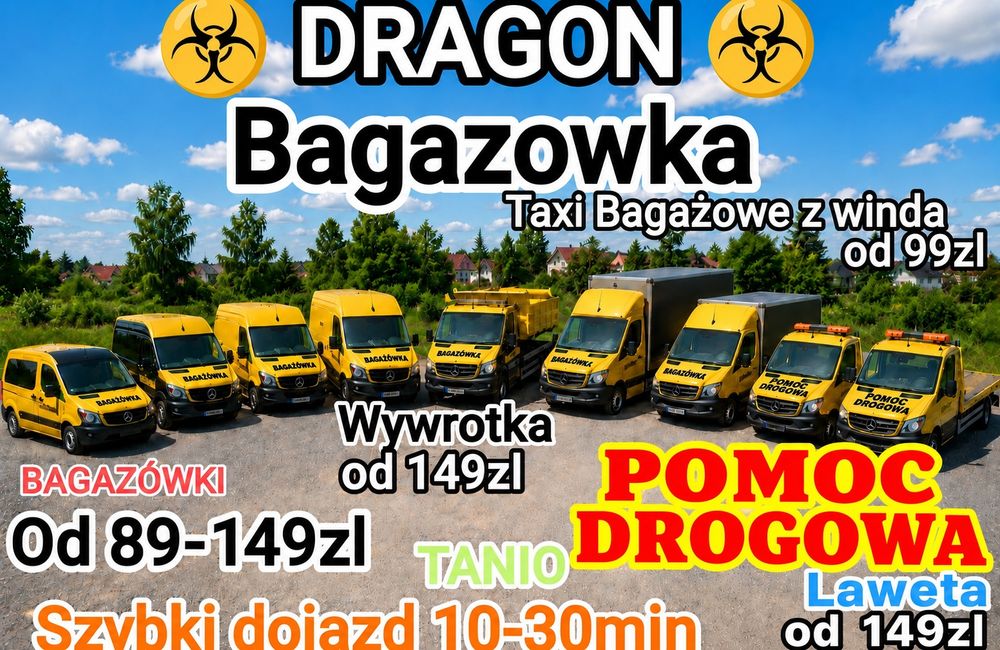 TANIO Taxi Bagażowe Zielona Góra -DRAGON,PRZEPROWADZKI,AutoLaweta,Transport z winda,Pomoc Drogowa,Bagazowka Wywrotka wywóz gruzu mebli