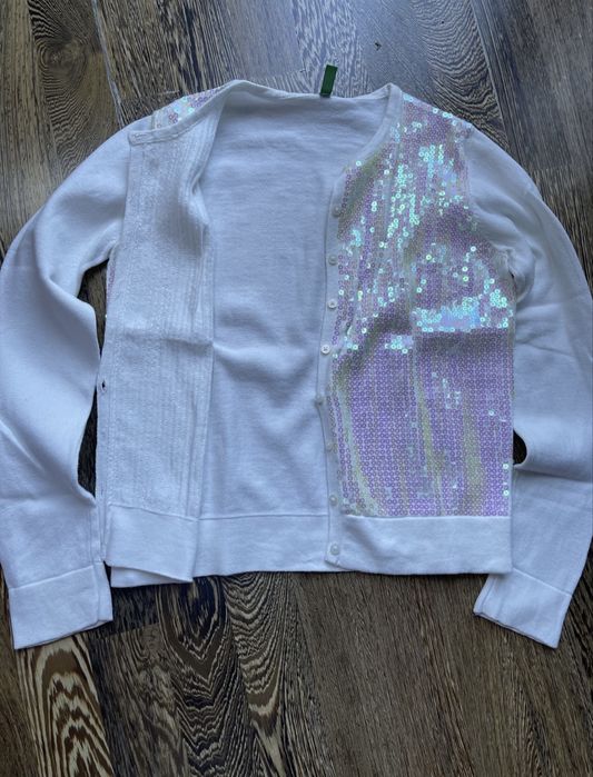 Benetton sweter cekiny roz. 150 cm