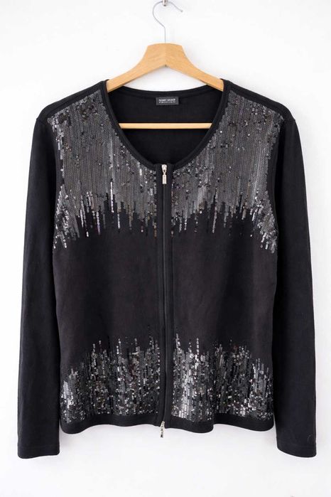 żakiet kardigan Gerry Weber elegancki cekiny wieczorowy czarny