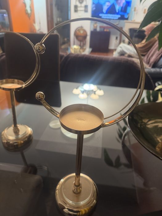 3 candelabros em dourado novo