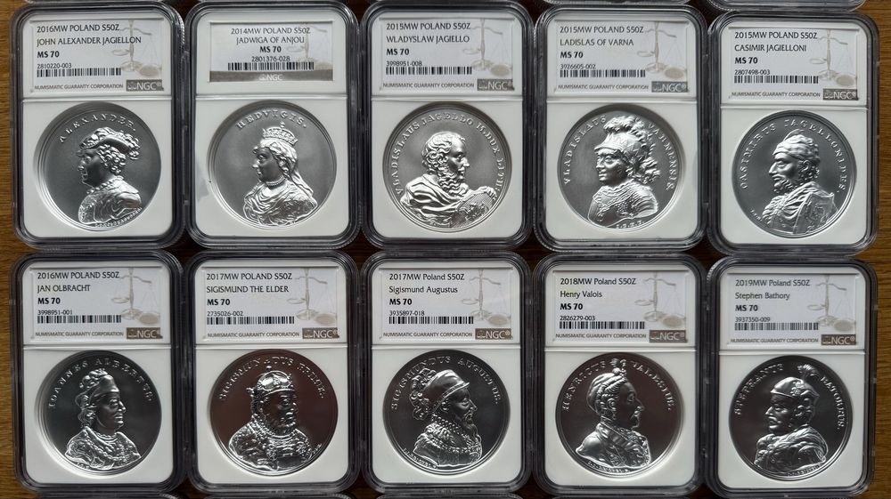 Skarby Stanisława Augusta – komplet NGC MS70 (MAX nota) – pełny zestaw