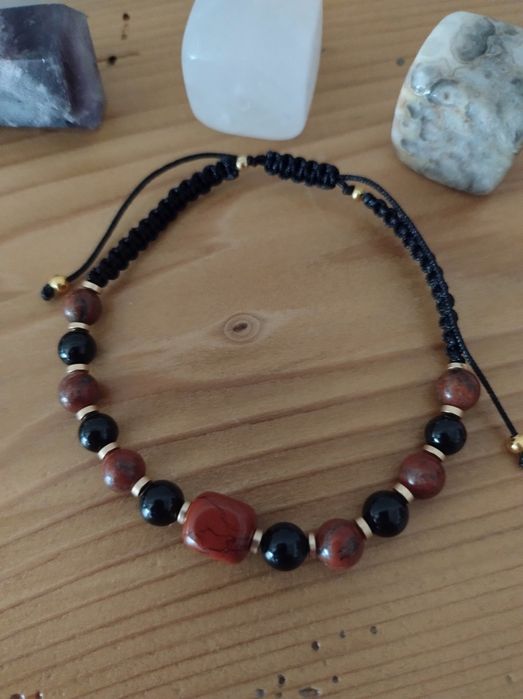 Bransoletka turmalin, jaspis czerwony