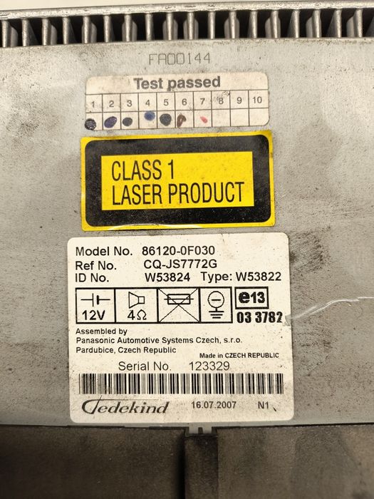 Radio samochodowe Toyota W53824