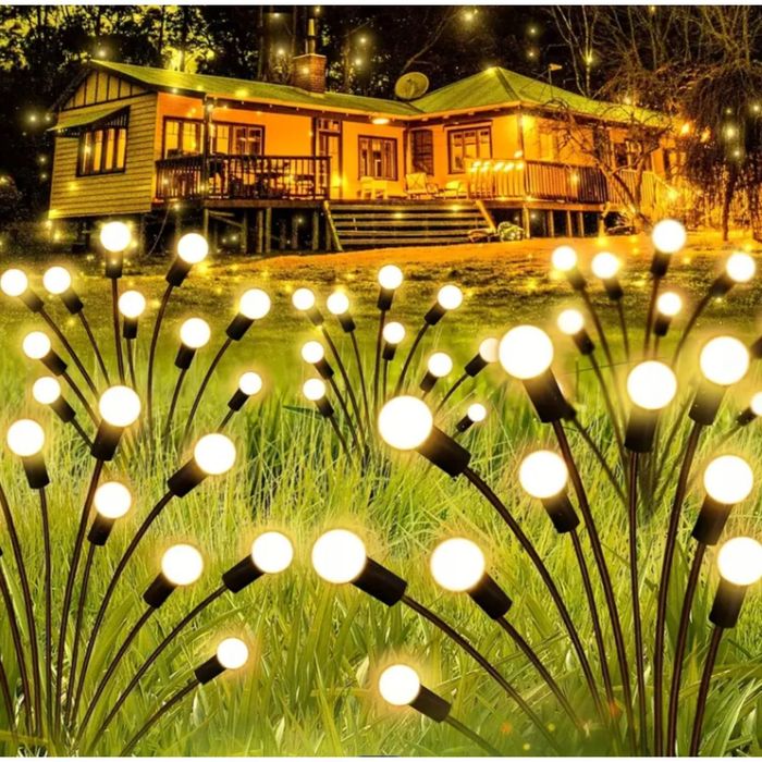 GIRLANDA solarna do ogrodu 6 LED kulki białe ciepłe 2szt